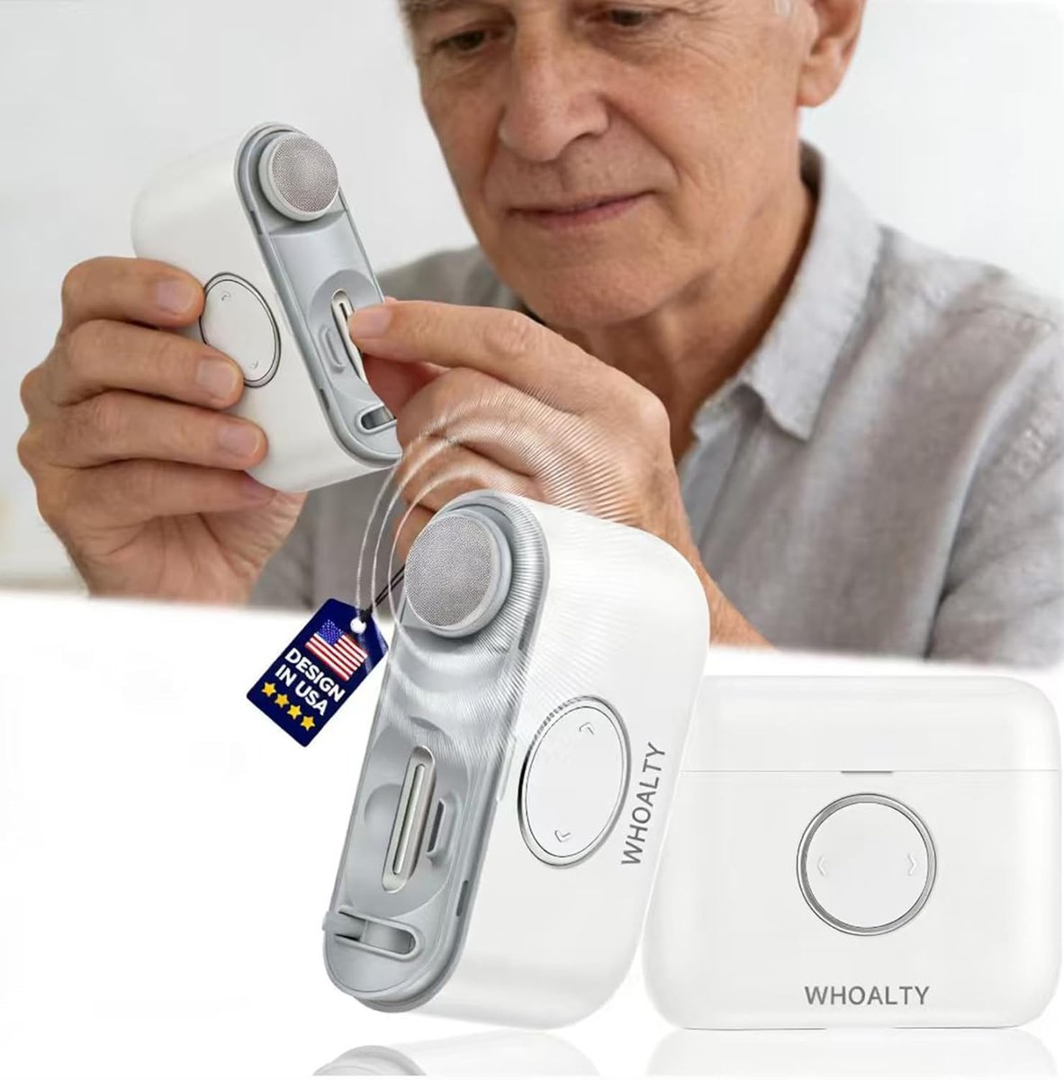 Whoalty Electric Nail Clipper - Automatic Nail Trimmer for Toe & Finger Nails with Dual-Blade Precision, Ultra-Quiet & Safe Electric Nail File with LED Light, 2-in-1 Trimmer & Grind for Seniors and Baby, White Avelisse