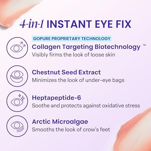 goPure Instant Lift Eye Gel – Anti-Aging Eye Cream for Puffiness, Dark Circles & Wrinkles with Collagen Targeting Biotech Brightener for Men & Women Avelisse