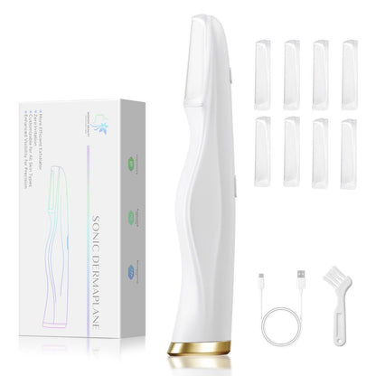 CEVEK Sonic Dermaplane Tool - Electric Facial Hair Remover & Eyebrow Trimmer for Women, 3-Speed Adjustable with 8 Replacement Blades, Exfoliating Face Razor for Peach Fuzz & Dead Skin (White) Avelisse