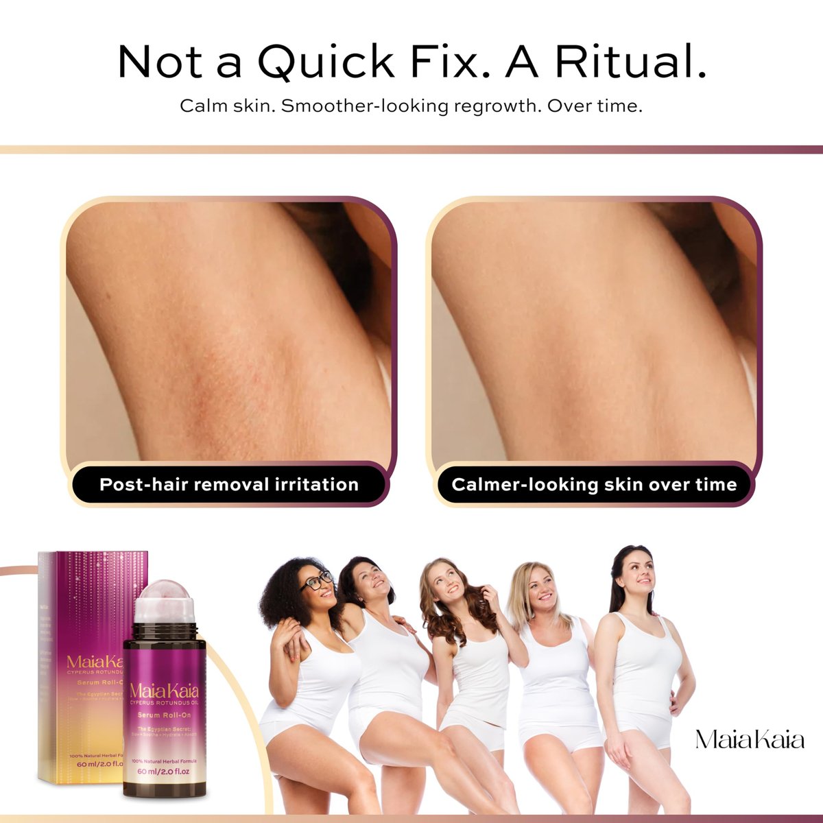 Cyperus Rotundus Oil Serum Roll-On with Rose Quartz – Targeted Post-Hair Removal Care, 60 ml Avelisse