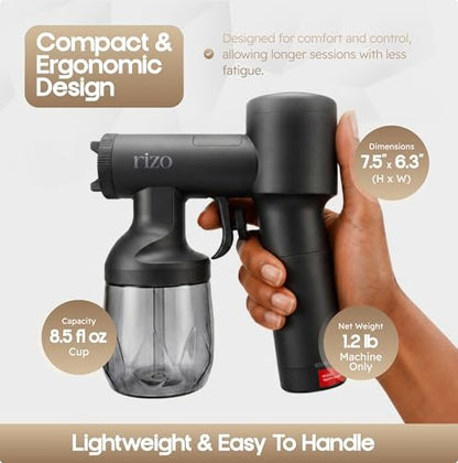 RIZO Cordless Spray Tan Machine Kit - Portable Rechargeable Airbrush Tanning Gun for Home & Professional Use, Precise Mist Control, Easy Clean, Natural Bronze Results Avelisse