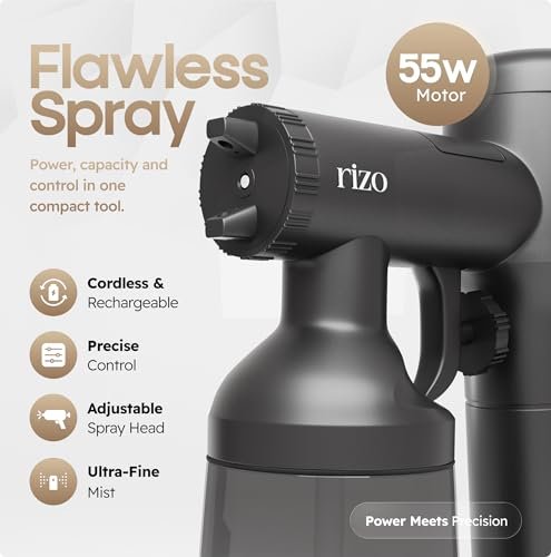 RIZO Cordless Spray Tan Machine Kit - Portable Rechargeable Airbrush Tanning Gun for Home & Professional Use, Precise Mist Control, Easy Clean, Natural Bronze Results Avelisse