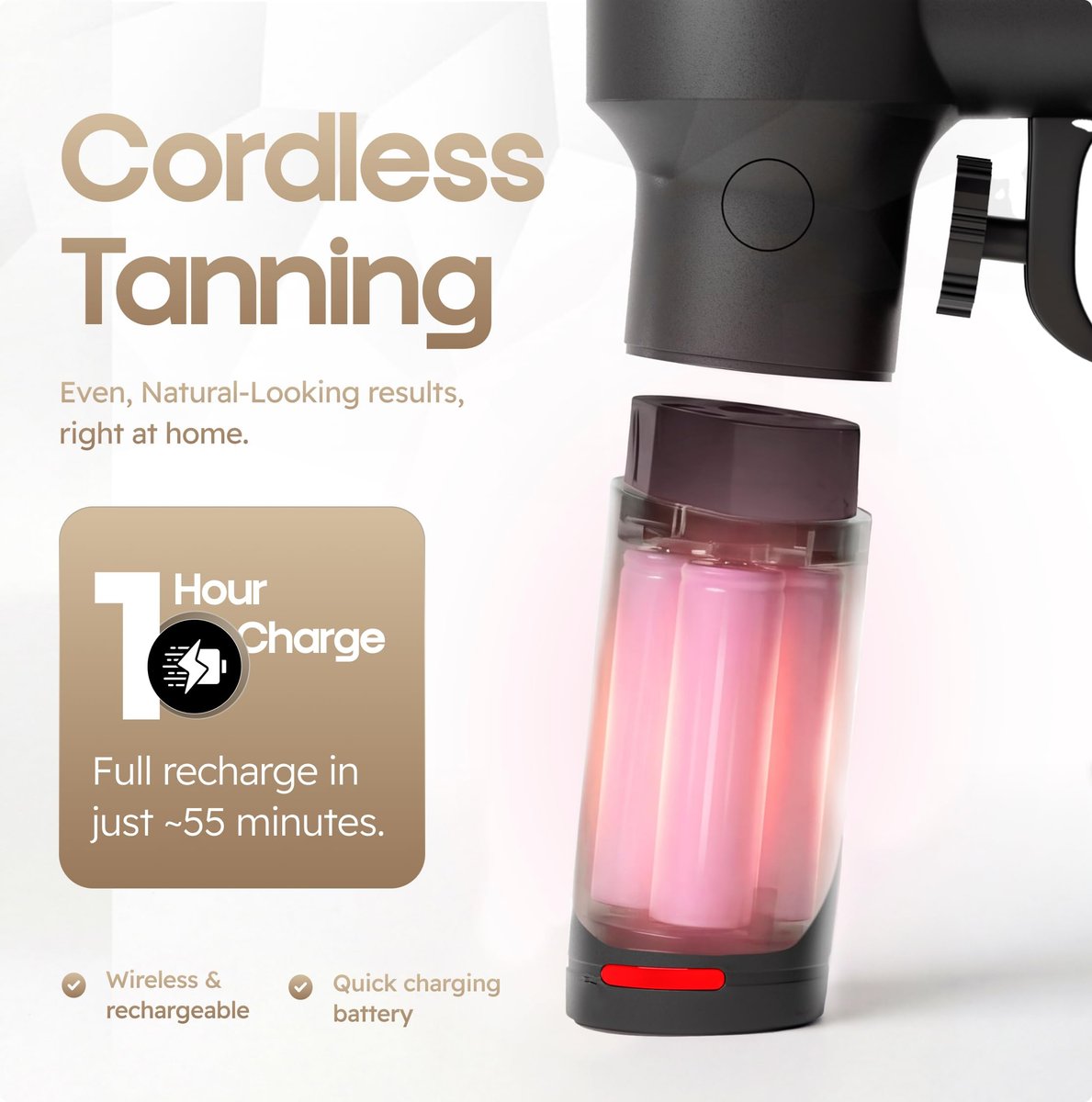 RIZO Cordless Spray Tan Machine Kit - Portable Rechargeable Airbrush Tanning Gun for Home & Professional Use, Precise Mist Control, Easy Clean, Natural Bronze Results Avelisse