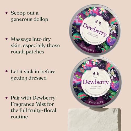 The Body Shop Dewberry Body Butter – 96hr Hydration with Rich Shea Butter for Dry Skin, Fruity Floral Scent, Vegan, 50 ml Avelisse