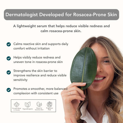 Riversol Rosacea Treatment for Face | Anti-Redness Serum for Sensitive Skin | Calming Redness Relief | Vitamin C & E | Anti-Aging Formula | Fragrance Free | Dermatologist Developed | Made in Canada Avelisse