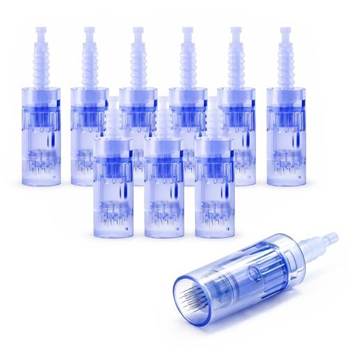 12 Pin Microneedling Replacement Cartridges – 0.25 mm Cosmetic Length, Bayonet-Fit, Compatible with A6 N2 M5 M7 Pens, Home Beauty Use – 10 Pack Avelisse