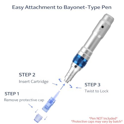 12 Pin Microneedling Replacement Cartridges – 0.25 mm Cosmetic Length, Bayonet-Fit, Compatible with A6 N2 M5 M7 Pens, Home Beauty Use – 10 Pack Avelisse