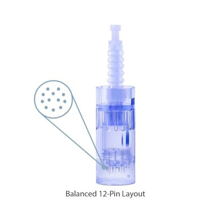 12 Pin Microneedling Replacement Cartridges – 0.25 mm Cosmetic Length, Bayonet-Fit, Compatible with A6 N2 M5 M7 Pens, Home Beauty Use – 10 Pack Avelisse