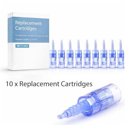 12 Pin Microneedling Replacement Cartridges – 0.25 mm Cosmetic Length, Bayonet-Fit, Compatible with A6 N2 M5 M7 Pens, Home Beauty Use – 10 Pack Avelisse