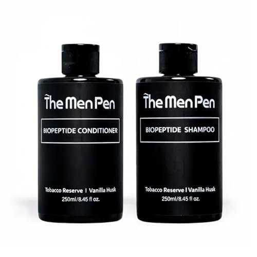 The Men Pen Peptide-Powered Shampoo & Conditioner Set for Men – Strengthening, Thickening Hair Care with Biotin, Keratin & Collagen – Tobacco Reserve & Vanilla Husk Scent – 250ml - görsel 14