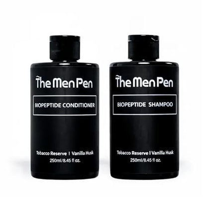The Men Pen Peptide-Powered Shampoo & Conditioner Set for Men – Strengthening, Thickening Hair Care with Biotin, Keratin & Collagen – Tobacco Reserve & Vanilla Husk Scent – 250ml