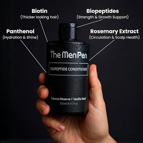 The Men Pen Peptide-Powered Shampoo & Conditioner Set for Men – Strengthening, Thickening Hair Care with Biotin, Keratin & Collagen – Tobacco Reserve & Vanilla Husk Scent – 250ml - görsel 4