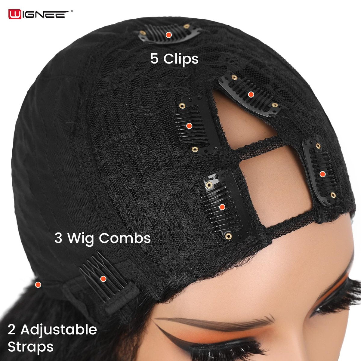 WIGNEE Yaki Curly V Part Wig 26 Inch - Glueless Synthetic Half Wig with Flip Curls for Black Women (Natural Black) Avelisse