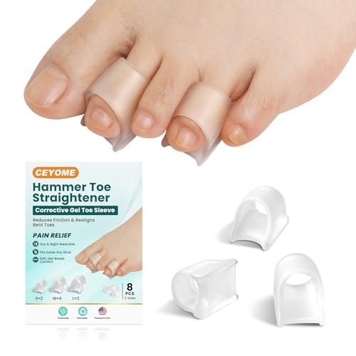 CEYOME Hammer Toe Straighteners for Women & Men – 8 Pack Toe Splints for Bent, Claw & Curled Toes – Gel Toe Corrector Supports Alignment for Walking, Standing, Running – 3 Sizes (S/M/L) - görsel 2