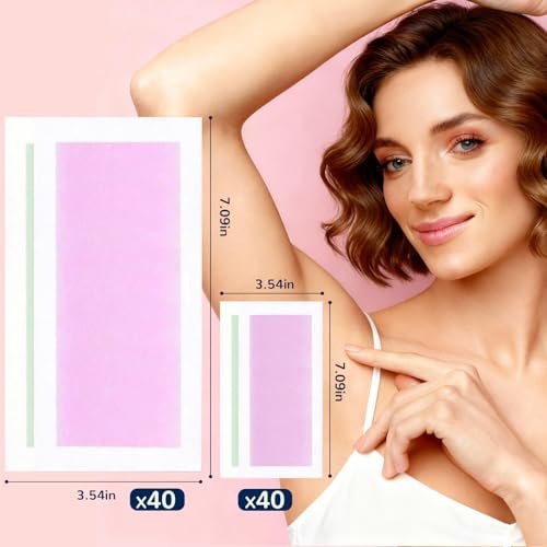 84-Piece Wax Strips for Face Hair Removal - Complete Body Waxing Kit for Women with 40 Body + 40 Facial Wax Strips & 4 Calming Oil Wipes Avelisse