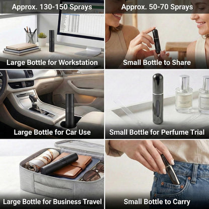 Hoodupo 8ml Atomizer Perfume Travel Size Spray Bottle Empty Refillable (3 Pcs) + 5ml Mini Portable Cologne Dispenser Refill (6 Pcs) - Small Fragrance Accessories Set for Men and Women Avelisse