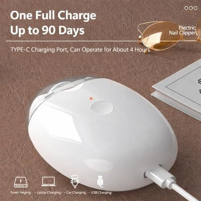 Electric Nail Clipper with LED Light, 3-Speed Cordless Nail Grinder, Mess-Free Catcher for Fingernails & Toenails, Travel-Friendly for Seniors, Kids