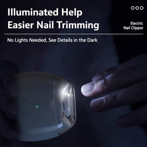 Electric Nail Clipper with LED Light, 3-Speed Cordless Nail Grinder, Mess-Free Catcher for Fingernails & Toenails, Travel-Friendly for Seniors, Kids - görsel 9