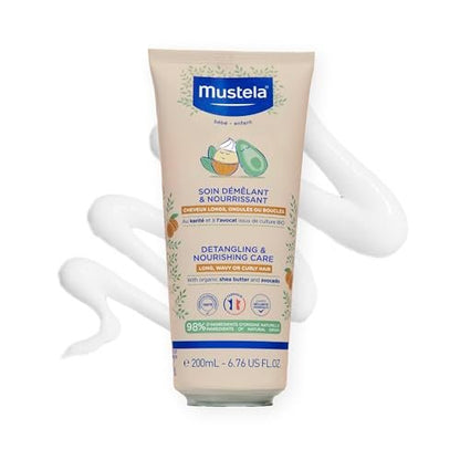 Mustela Detangling & Nourishing Conditioner with Natural Shea Butter & Avocado - For Curly & Frizzy Hair, Safe for Babies and Kids - 6.76 Fl Oz Avelisse