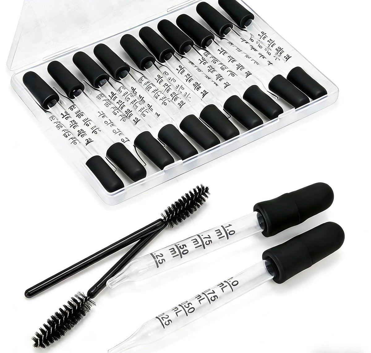 22-Piece Glass Dropper Set – 20 Droppers & 2 Cleaning Tools, 1ML Straight & Bent Tip for Oils, Liquids, Medicine, Lab, Crafts, Ear & Eye Care Avelisse