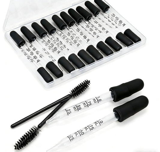 22-Piece Glass Dropper Set – 20 Droppers & 2 Cleaning Tools, 1ML Straight & Bent Tip for Oils, Liquids, Medicine, Lab, Crafts, Ear & Eye Care Avelisse