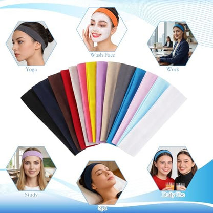 Viliqiou 14 PCS Sport Headbands for Women - Elastic Soft Non Slip Headband - Fashion Sweat Hair Bands for Men Women Sports Workout Running Yoga Travel