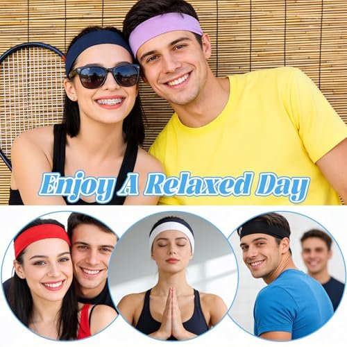 Viliqiou 14 PCS Sport Headbands for Women - Elastic Soft Non Slip Headband - Fashion Sweat Hair Bands for Men Women Sports Workout Running Yoga Travel - görsel 14
