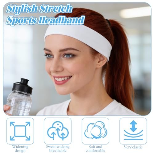 Viliqiou 14 PCS Sport Headbands for Women - Elastic Soft Non Slip Headband - Fashion Sweat Hair Bands for Men Women Sports Workout Running Yoga Travel - görsel 10