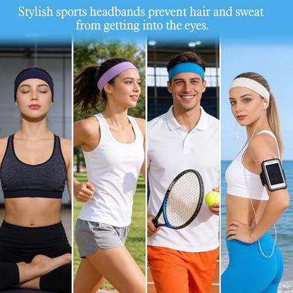 Viliqiou 14 PCS Sport Headbands for Women - Elastic Soft Non Slip Headband - Fashion Sweat Hair Bands for Men Women Sports Workout Running Yoga Travel