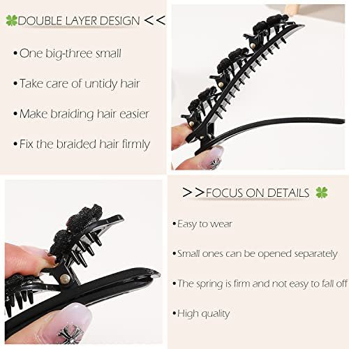 12-Pack Sparkling Crystal Stone Braided Hair Clips for Women and Girls - Shiny Rhinestone Duckbill Clips - görsel 6