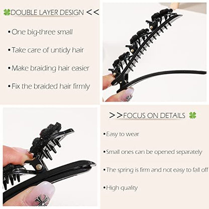 12-Pack Sparkling Crystal Stone Braided Hair Clips for Women and Girls - Shiny Rhinestone Duckbill Clips