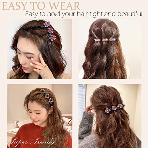 12-Pack Sparkling Crystal Stone Braided Hair Clips for Women and Girls - Shiny Rhinestone Duckbill Clips - görsel 12