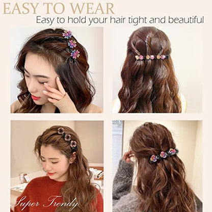 12-Pack Sparkling Crystal Stone Braided Hair Clips for Women and Girls - Shiny Rhinestone Duckbill Clips