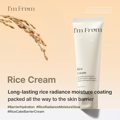 I'm From Rice Cream - Hydrating Face Moisturizer with Rice Water & Ceramide, Lightweight Barrier Cream for Dry & Combination Skin, Korean Skincare 1.69 fl oz Avelisse