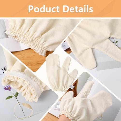 Garshana Gloves Raw Silk Massage – Set of 2 White Silk Gloves for Dry Brushing & Exfoliation with Elastic Wrist Bands Avelisse