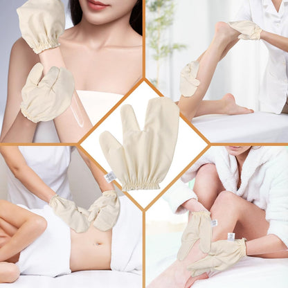 Garshana Gloves Raw Silk Massage – Set of 2 White Silk Gloves for Dry Brushing & Exfoliation with Elastic Wrist Bands Avelisse
