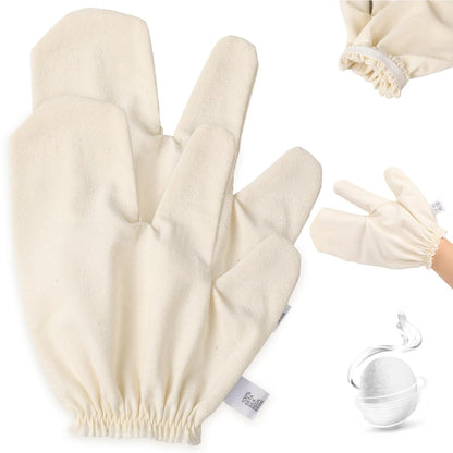 Garshana Gloves Raw Silk Massage – Set of 2 White Silk Gloves for Dry Brushing & Exfoliation with Elastic Wrist Bands Avelisse