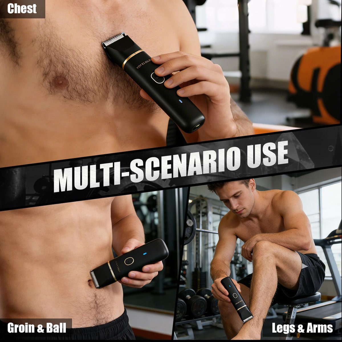 Yorelolo Men's Body Hair Trimmer - Waterproof Pubic Hair Trimmer with Ceramic Blade, USB Fast Charging, 90-Minute Runtime - Ideal Valentine or Birthday Gift - görsel 13