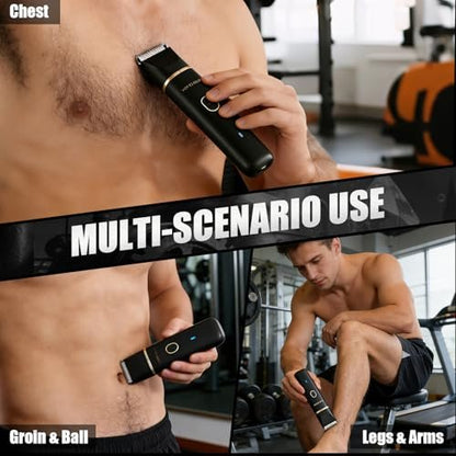 Yorelolo Men's Body Hair Trimmer - Waterproof Pubic Hair Trimmer with Ceramic Blade, USB Fast Charging, 90-Minute Runtime - Ideal Valentine or Birthday Gift