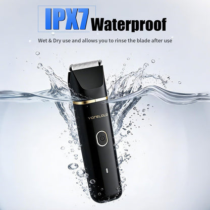 Yorelolo Men's Body Hair Trimmer - Waterproof Pubic Hair Trimmer with Ceramic Blade, USB Fast Charging, 90-Minute Runtime - Ideal Valentine or Birthday Gift