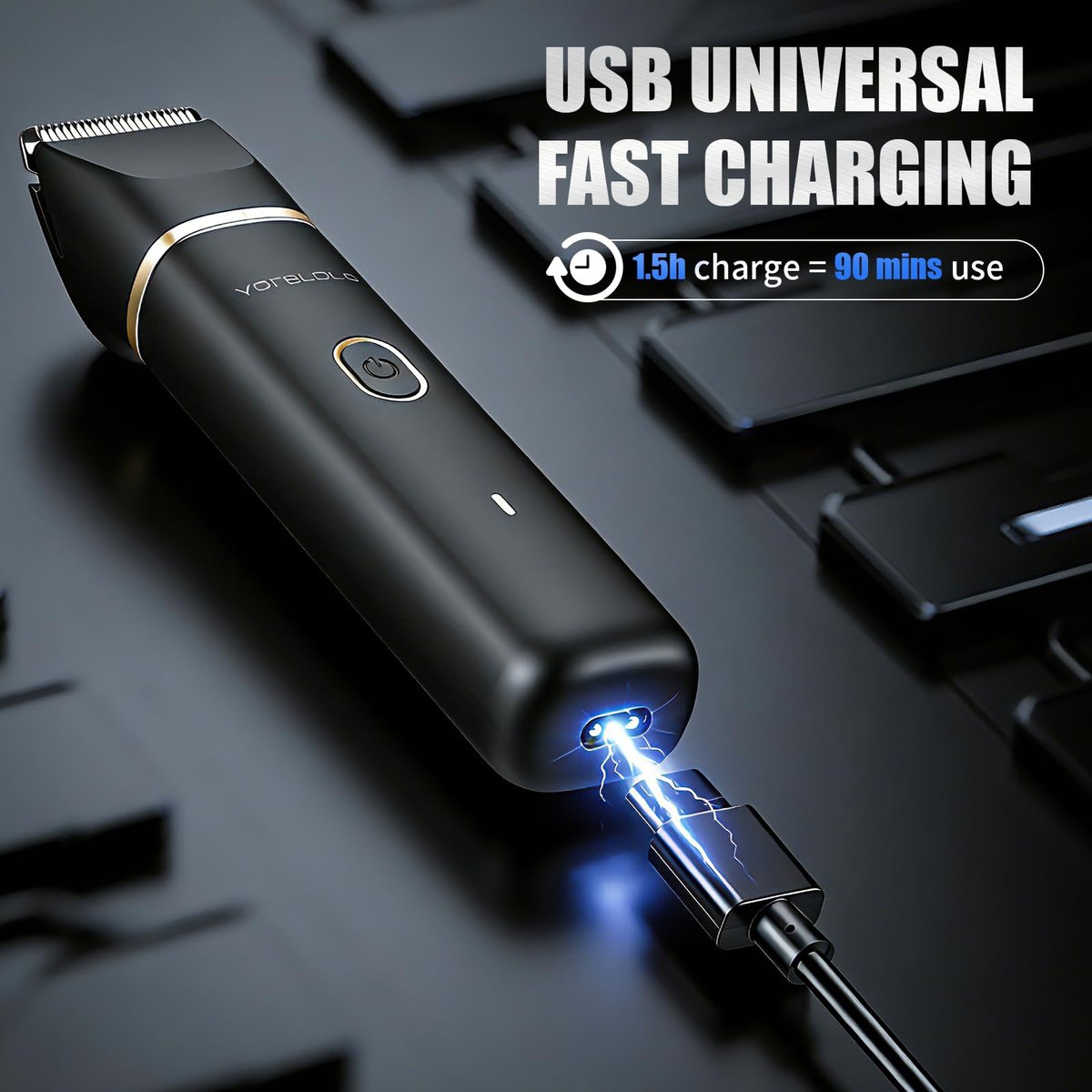 Yorelolo Men's Body Hair Trimmer - Waterproof Pubic Hair Trimmer with Ceramic Blade, USB Fast Charging, 90-Minute Runtime - Ideal Valentine or Birthday Gift - görsel 9