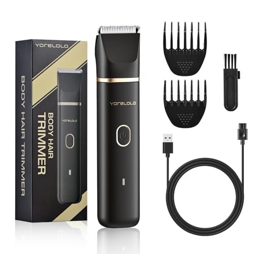 Yorelolo Men's Body Hair Trimmer - Waterproof Pubic Hair Trimmer with Ceramic Blade, USB Fast Charging, 90-Minute Runtime - Ideal Valentine or Birthday Gift - görsel 2