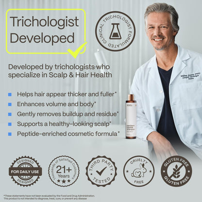 Hairstem™ Peptide Shampoo for Hair Growth – Peptide-Infused for Fuller, Stronger Looking Hair | Copper Tripeptide-1, Biotinoyl & Acetyl Peptides + Botanical Nutrients Avelisse