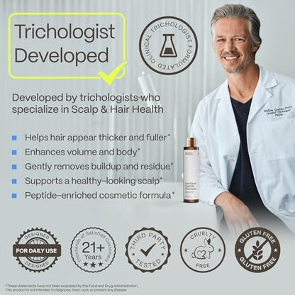 Hairstem™ Peptide Shampoo for Hair Growth – Peptide-Infused for Fuller, Stronger Looking Hair | Copper Tripeptide-1, Biotinoyl & Acetyl Peptides + Botanical Nutrients Avelisse