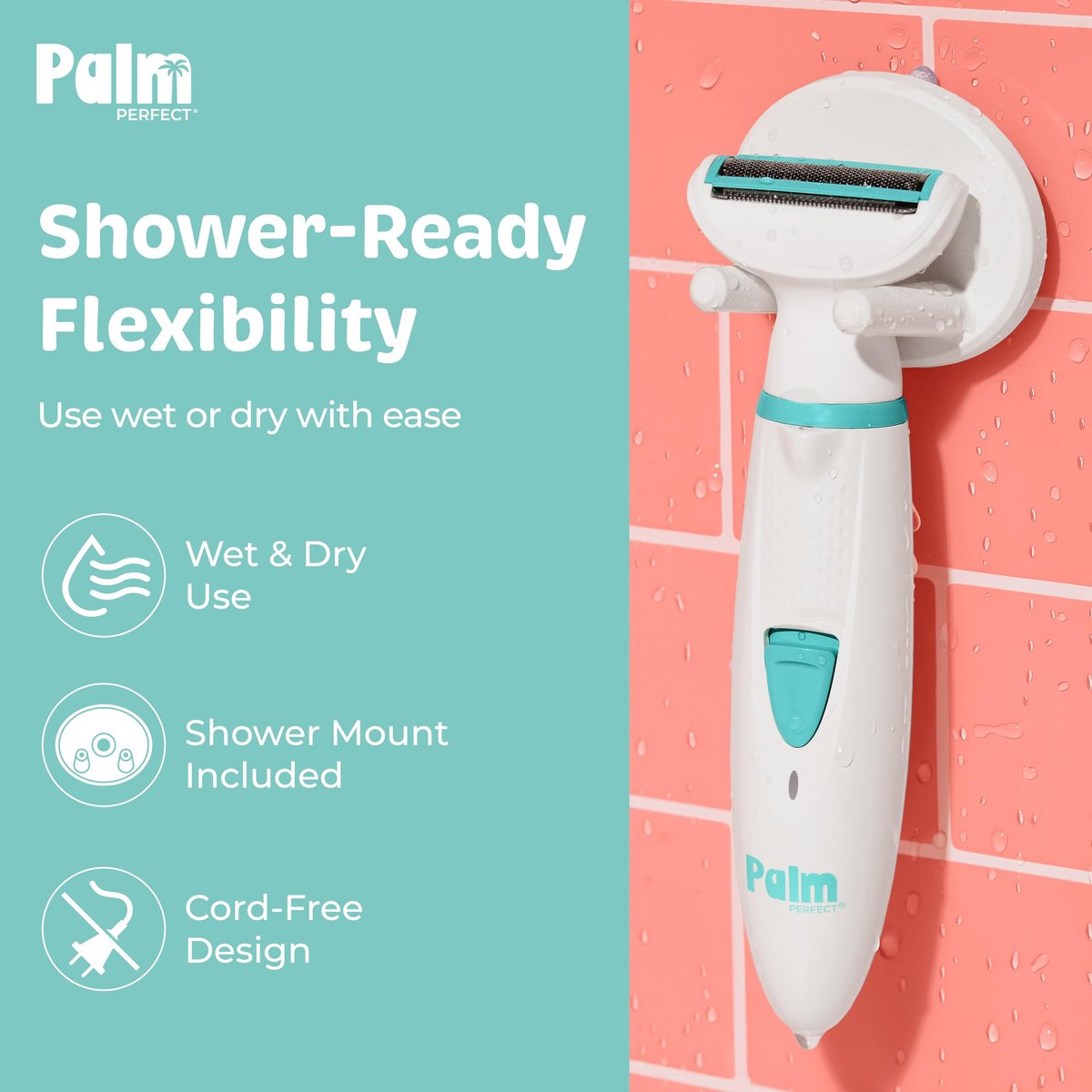 PalmPerfect Rechargeable Women's Shaver – Waterproof Electric Razor with LED Light, Wall Mount & USB Charging Avelisse