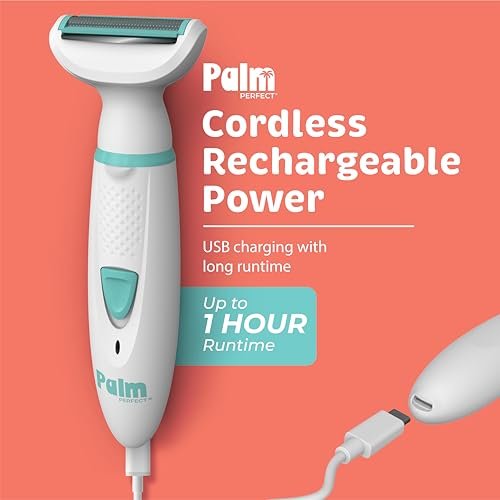 PalmPerfect Rechargeable Women's Shaver – Waterproof Electric Razor with LED Light, Wall Mount & USB Charging Avelisse