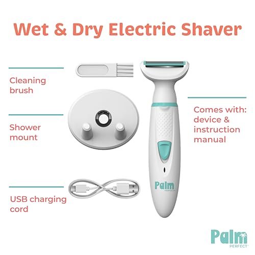 PalmPerfect Rechargeable Women's Shaver – Waterproof Electric Razor with LED Light, Wall Mount & USB Charging Avelisse