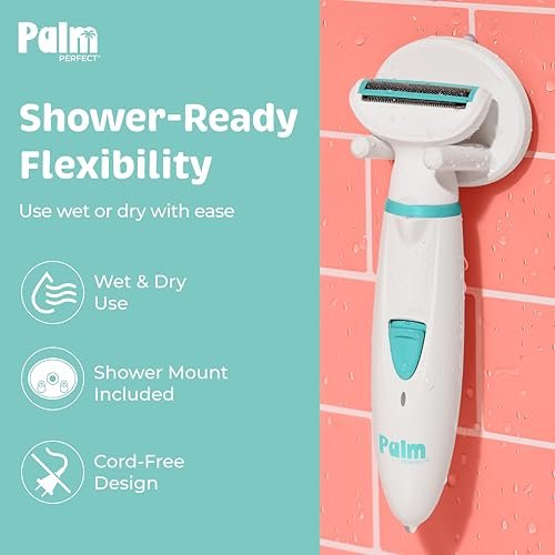 PalmPerfect Rechargeable Women's Shaver – Waterproof Electric Razor with LED Light, Wall Mount & USB Charging Avelisse