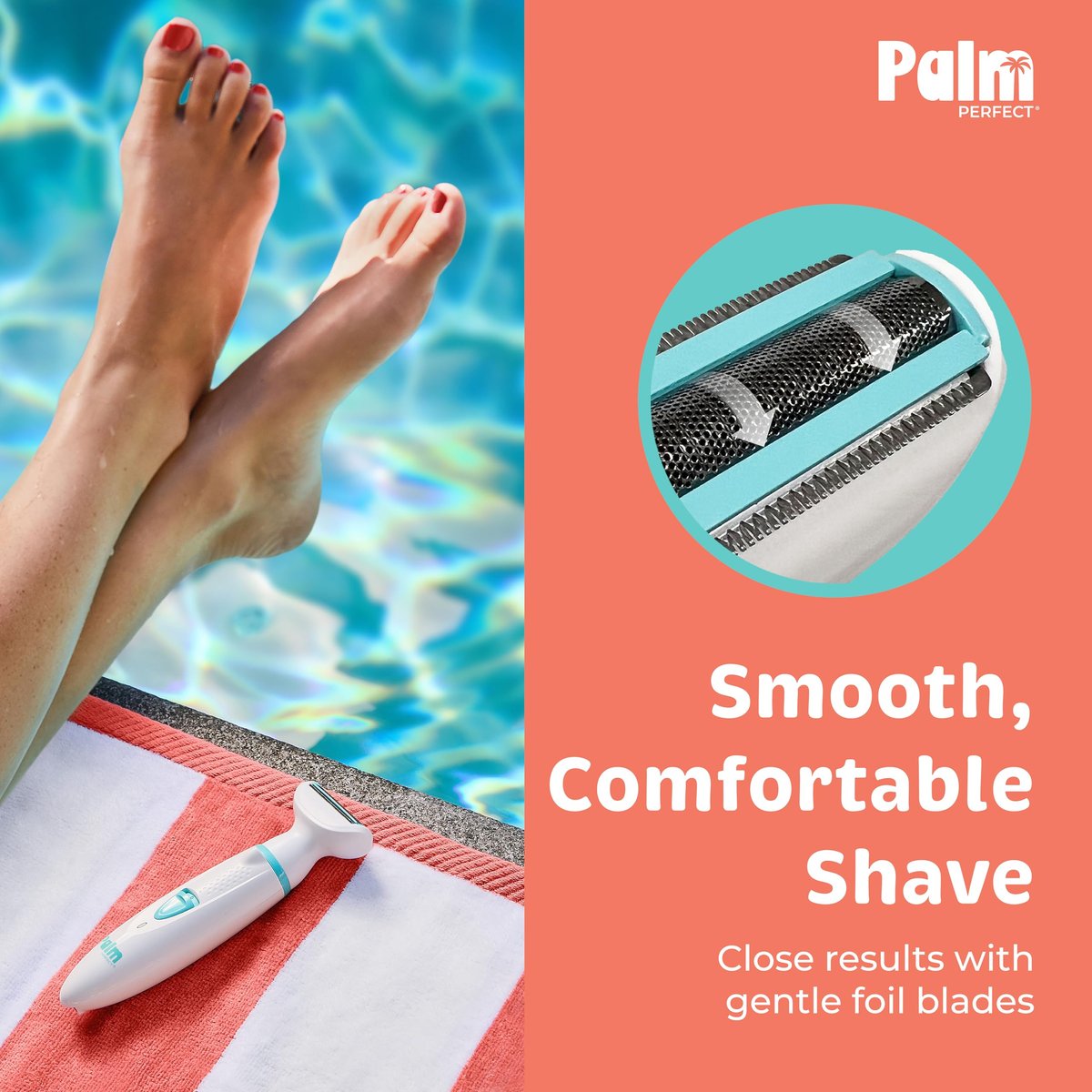 PalmPerfect Rechargeable Women's Shaver – Waterproof Electric Razor with LED Light, Wall Mount & USB Charging Avelisse