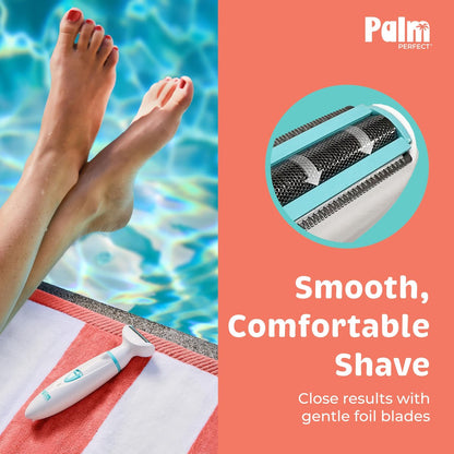 PalmPerfect Rechargeable Women's Shaver – Waterproof Electric Razor with LED Light, Wall Mount & USB Charging Avelisse